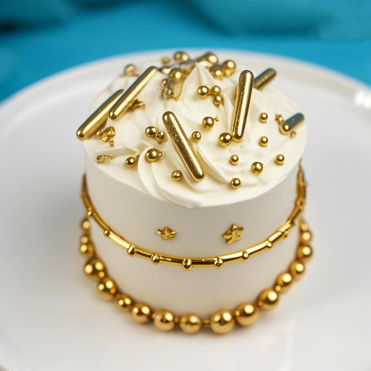 Twisweet Gold Pearl Rods Sprinkles, Edible Sugar Sprinkles for Cake Decorating Mix Size Candy Pearls for Baking Cake Topper Ice Cream Cupcake Cookie Dessert Decorations, Wedding Valentines Birthday Christmas Easter Mother's Day Supplies (130g/4.58oz)