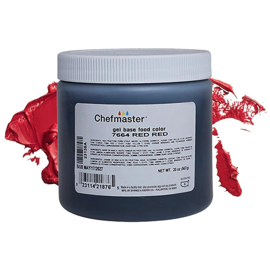Chefmaster Red Red Gel Food Coloring | Vibrant Color | Professional-Grade Dye for Icing, Frosting, Fondant | Baking & Decorating | Fade-Resistant | Easy-to-Use | Made in USA | 20 oz