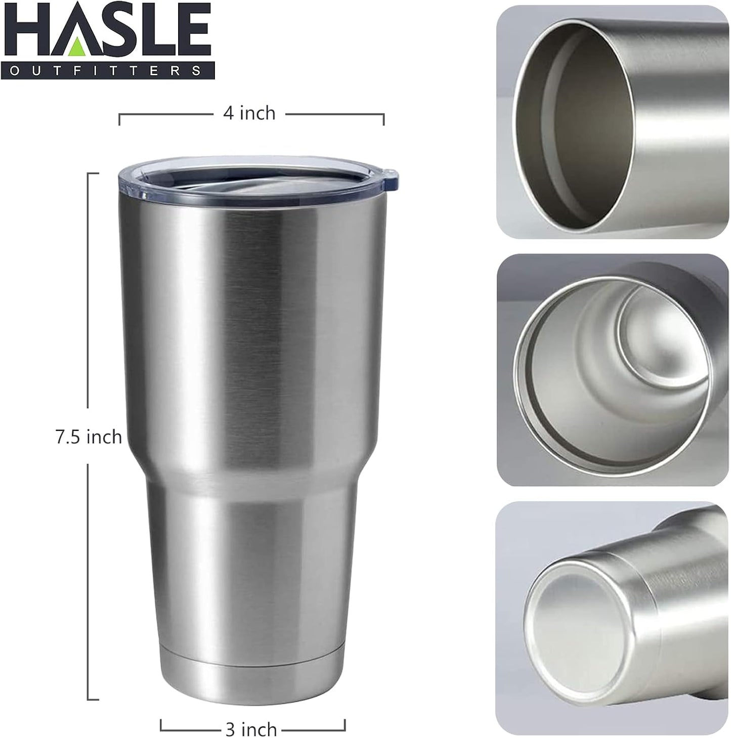 HASLE OUTFITTERS 30oz Stainless Steel Tumbler, Double Wall Vacuum Insulated Travel Mug Tumbler, Durable Insulated Coffee Mug, Gift Box Set (Silver, 4)