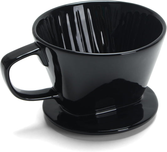 Ceramic Pour Over, Black Ceramic Pour Over Coffee Dripper, 3 Holes, Single Small Coffee Dripper for Office, Home, Travel, Camping