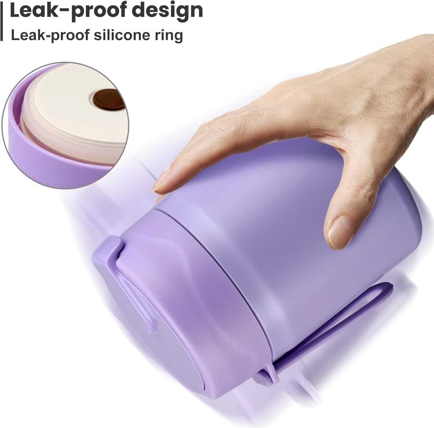 17oz Soup Thermo for Hot Food Kids,Insulated Food Jar with Spoon,Thermo Hot Food Lunch Container,Wide Mouth Leakproof Stainless Steel Lunch Box for School-Purple