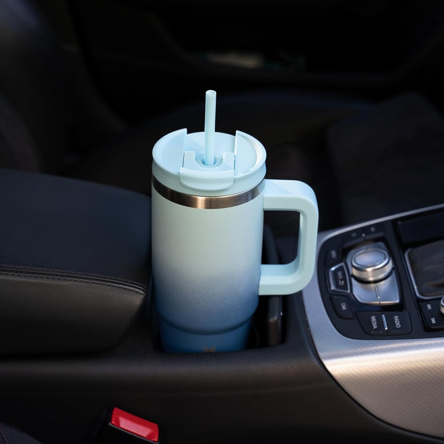 BJPKPK Insulated Tumblers With Handle And Straw 40 oz Stainless Steel Tumbler Cups With Lid,Day And Night