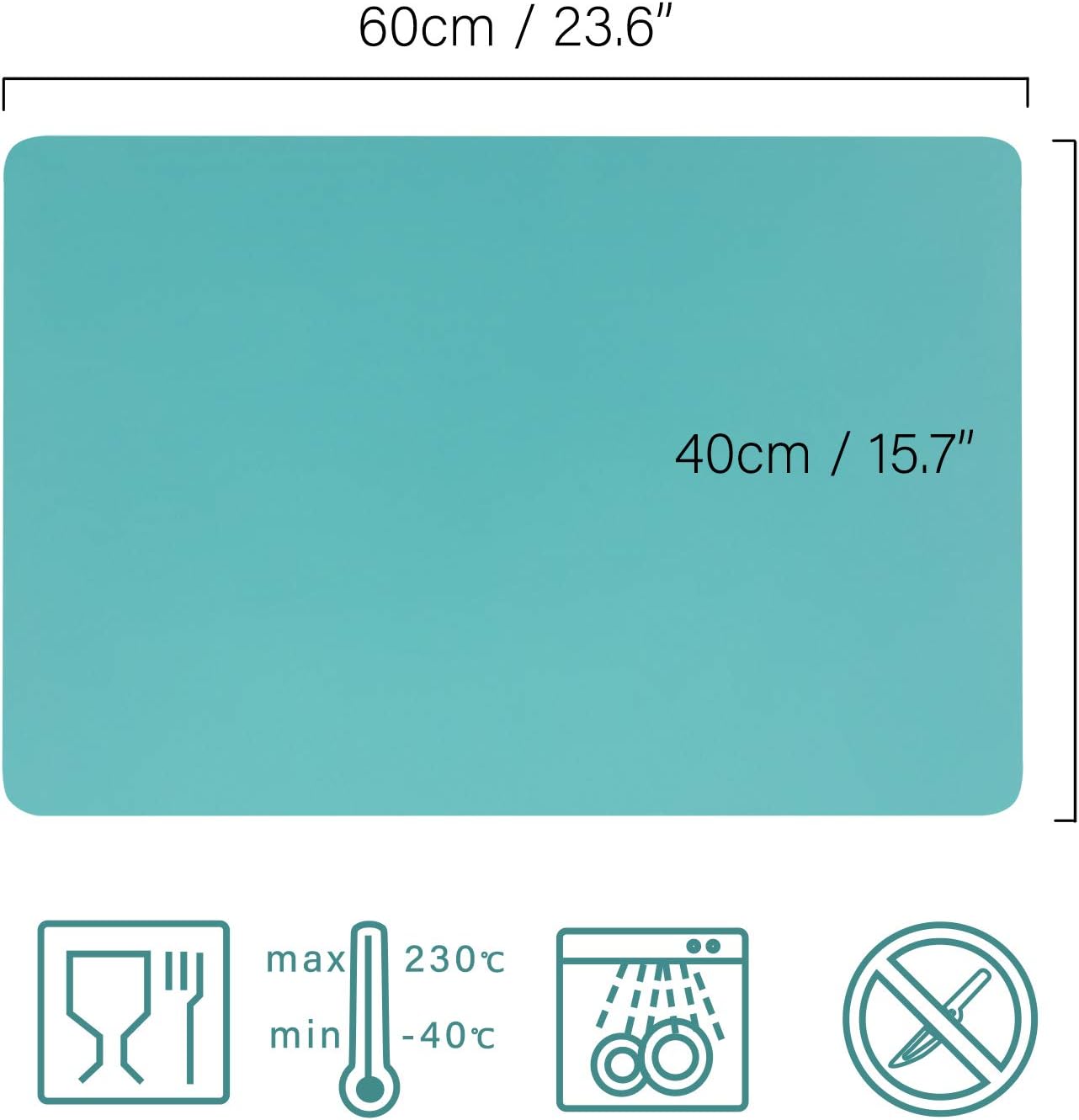 Gartful Extra Large Silicone Mat 23.6 x 15.7 inches, Silicone Crafts Sheet, Casting Molds Mat, Countertop Protector, Placemat Table Mat Desk Saver Pad, Nonstick Nonskid, Black Green