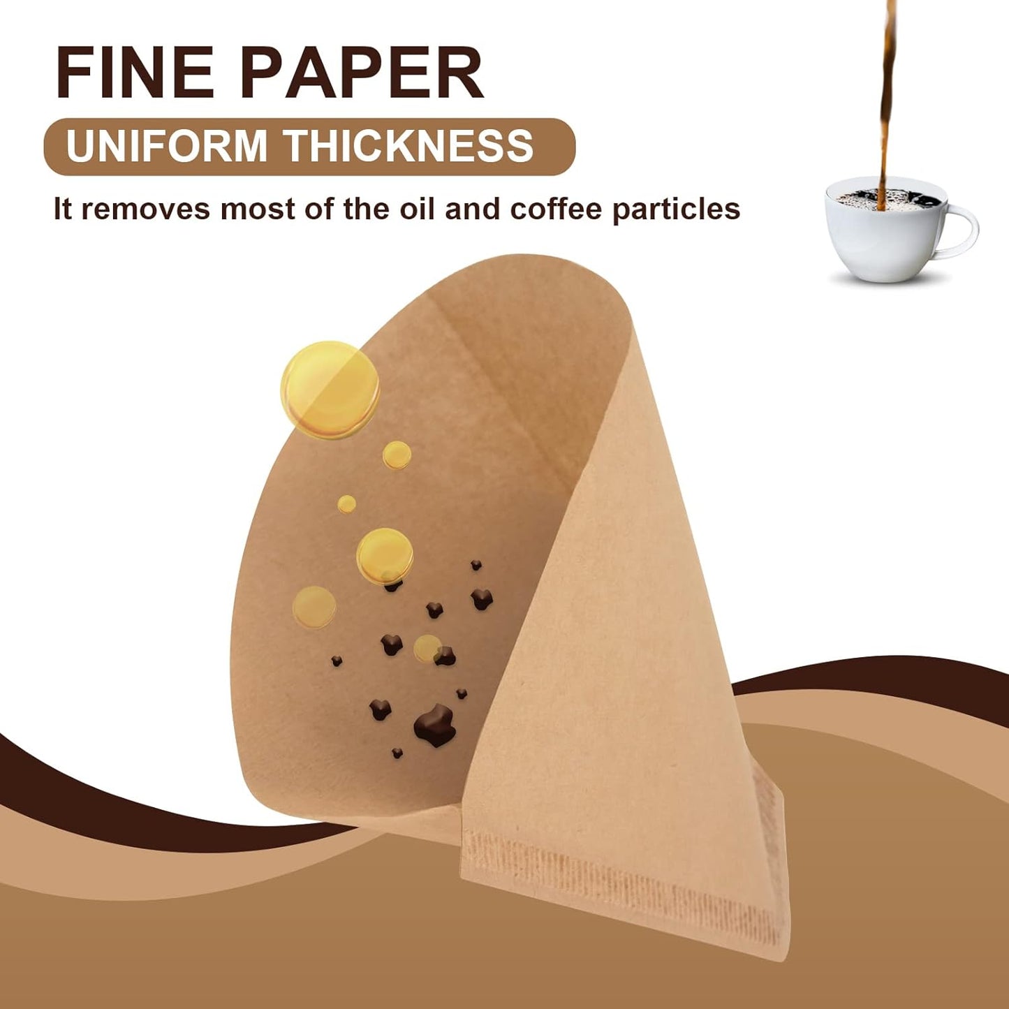 Disposable Coffee Paper Filters, 100 Pcs #4 Cone Replacement Filter for Ninja Coffee Maker