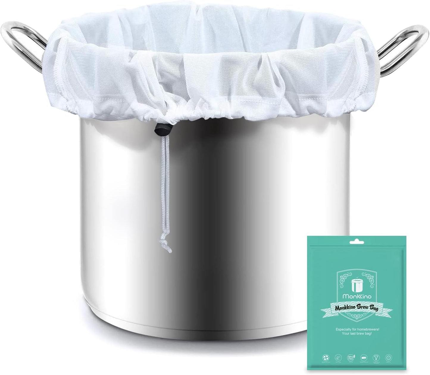 Brew Bags, 2pcs Brew In A Bag, Reusable Wine Straining Bag for Homebrewing, Fine Mesh Bag for Boiling, Durable Small Polyester Strainer Bag, 2 Pack of 16 X 18