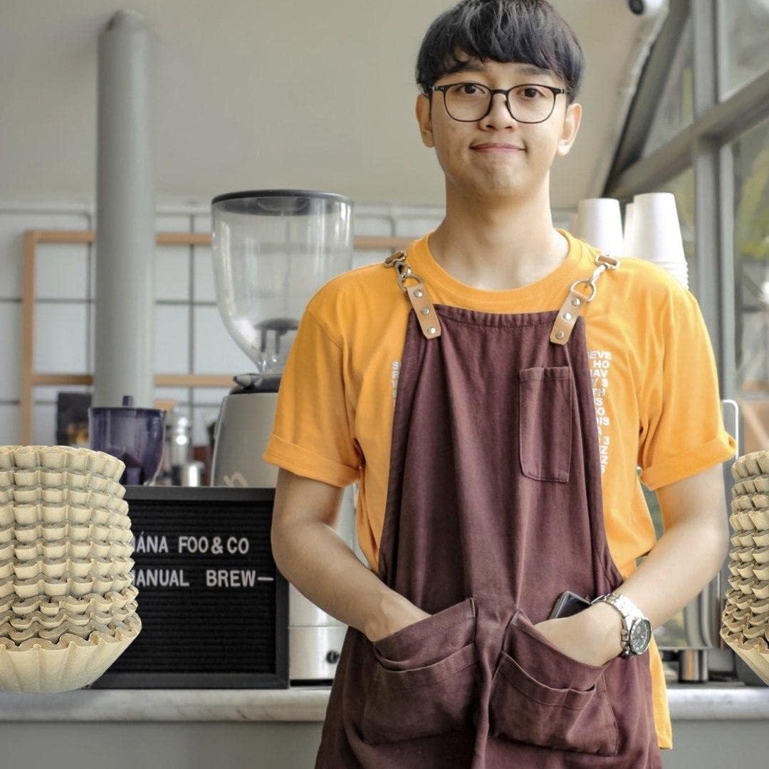 Natural Unbleached Brown Biodegradable Extra Large Coffee Filters 10, 12, 13, 14, 15 Cup Basket for Commercial, Home Coffee Maker Extra High Extra Wide, Anti ground, 9.75" Flattened Diameter (500 Pcs)