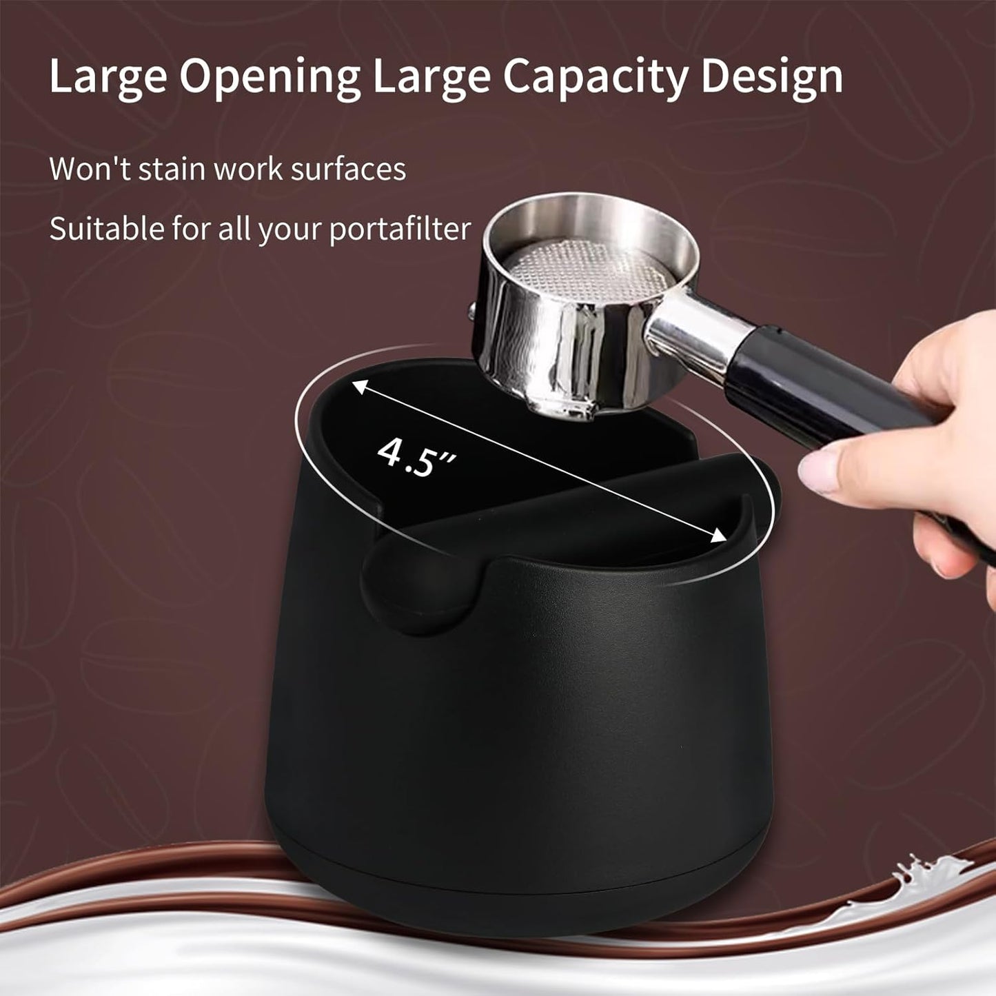 Knock Box Large Capacity Design Espresso Knock Box Tamping Mat Espresso Machine Accessories Set of 2 with Removable Knock Bar and Anti-Slip Base for Home Office Barista Tools for Bar Shop
