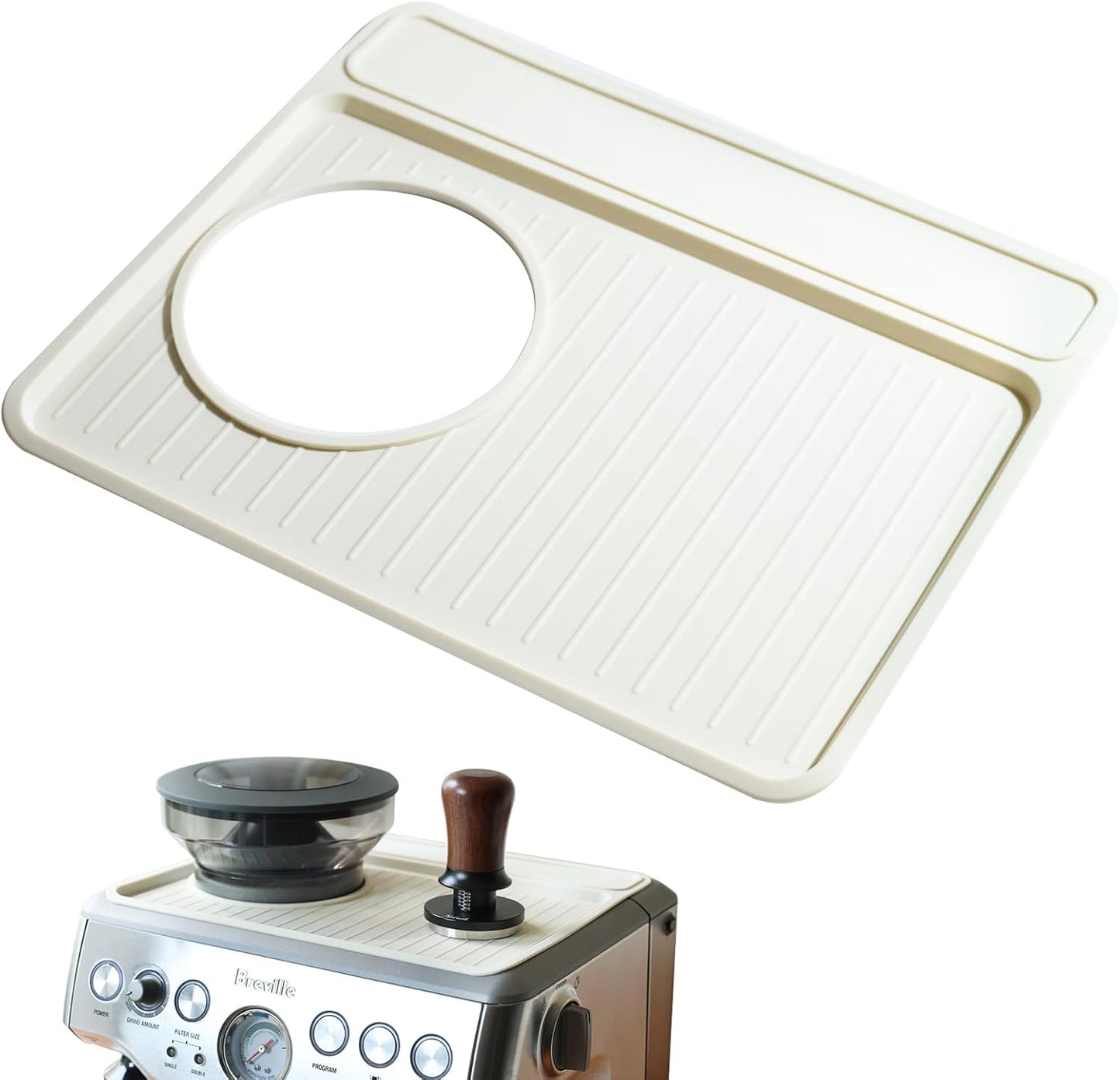 NOTSEK Tamping Mat for Breville 870/880, Silicone Top Mat for Breville Espresso Machine Accessories, Prevent Scratching, Beige