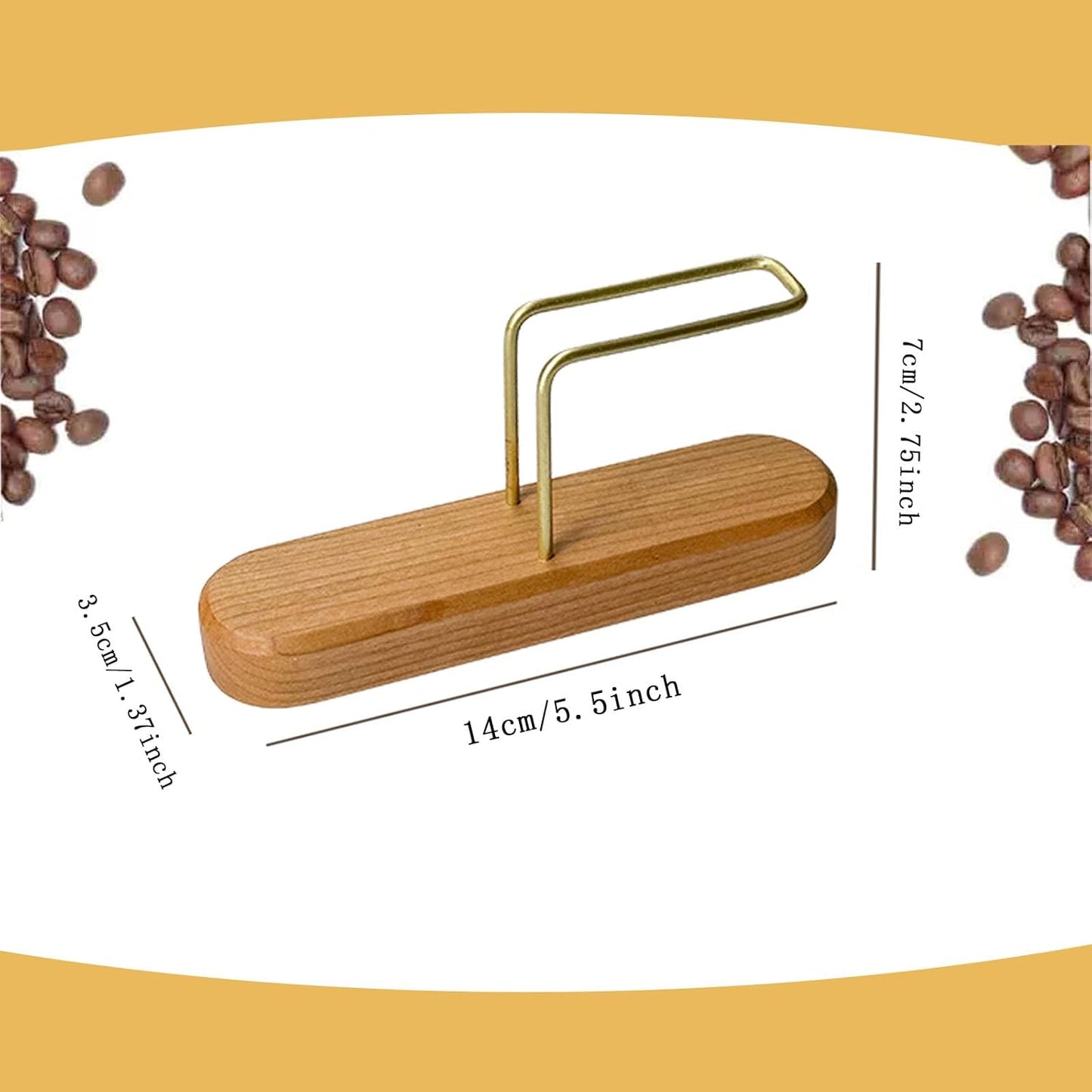 Coffee Filter Holder Stand for V60#1 & #2 | Wood & Brass Organizer with 40-Capacity | Space-Saving Storage for Cone Paper Filters | Compatible with Pour Over Coffee Accessories