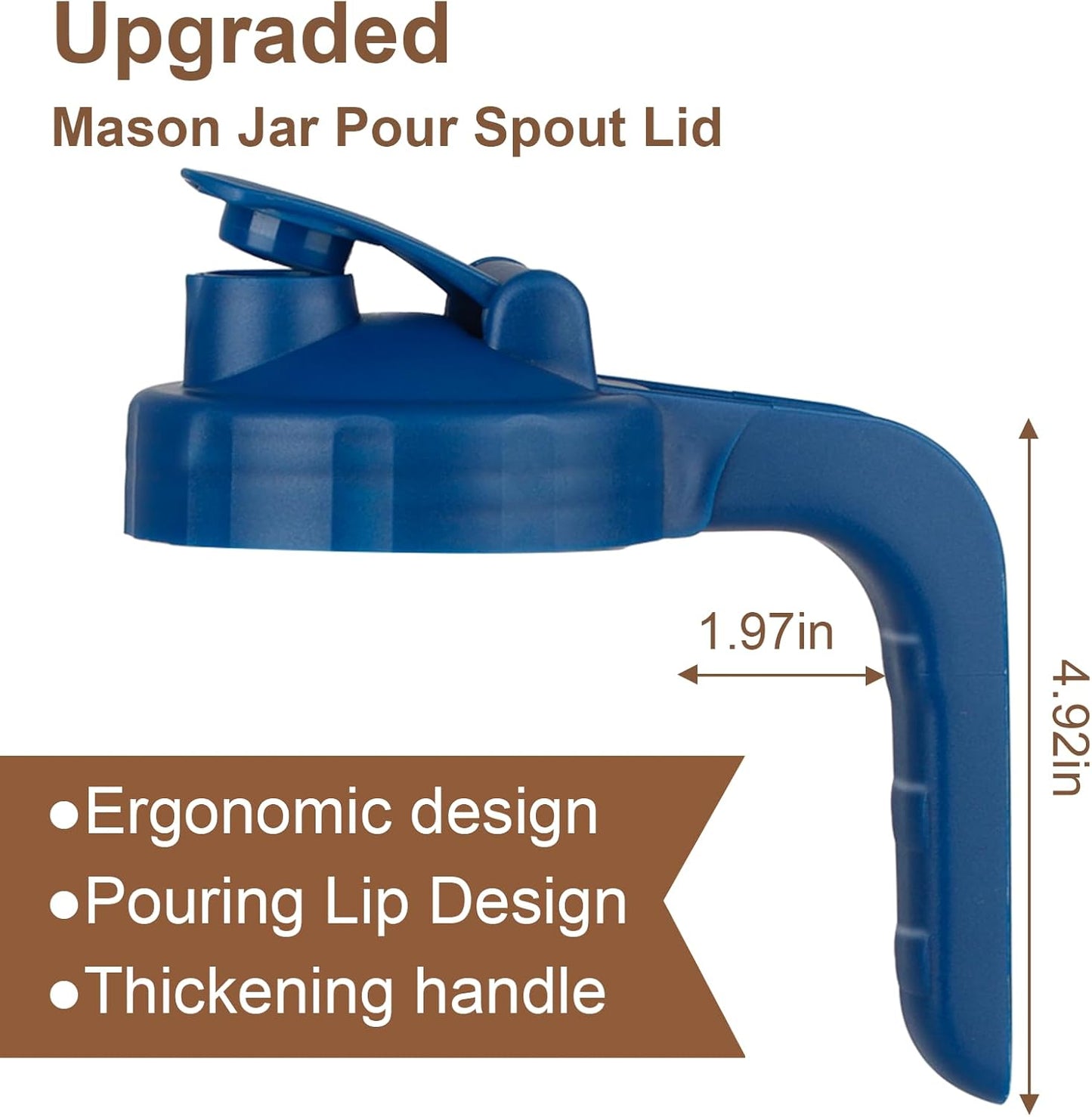 Cold Brew Coffee Maker Pitcher,64 Oz Heavy Duty Glass Mason Jar Pitcher with V-shaped Pour Spout Handle Lid,Stainless Steel Filter for Iced Coffee,Iced tea,Fruit Drinks,lemonade - Blue