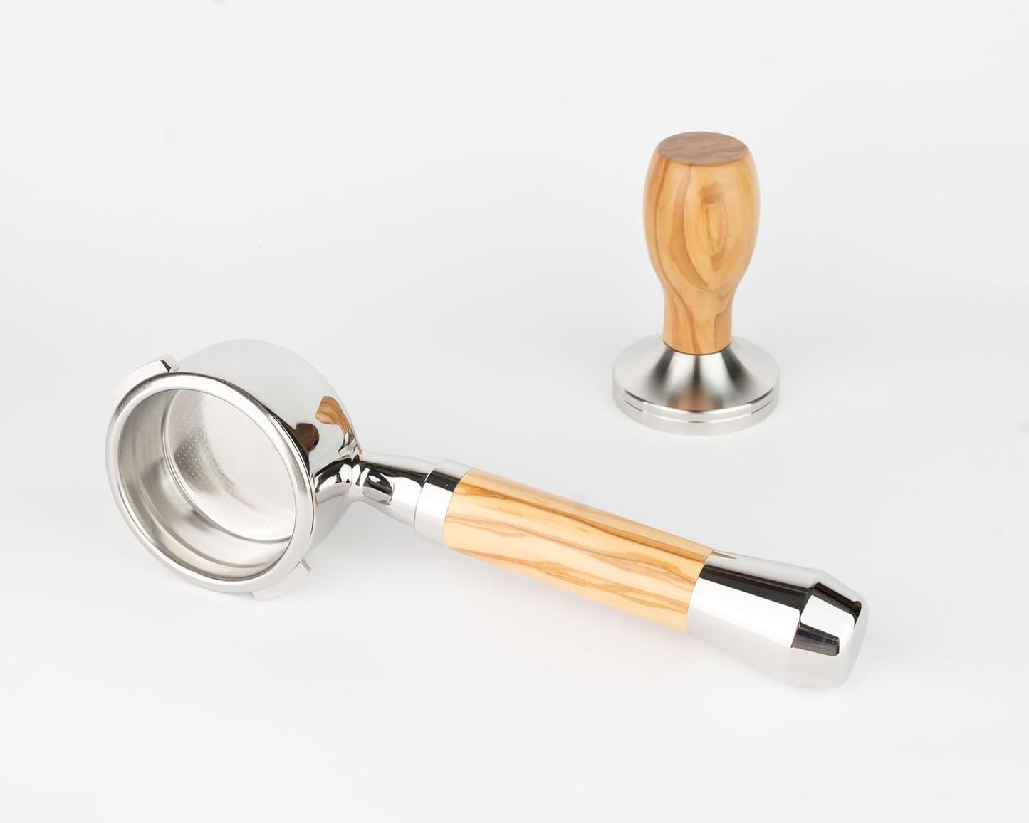 LILQ 58mm Bottomless Naked 2 Ears Portafilter Compatible with Gaggia Machines– Includes 18–20g Basket (Olive Fusion, 58mm For Gaggia)