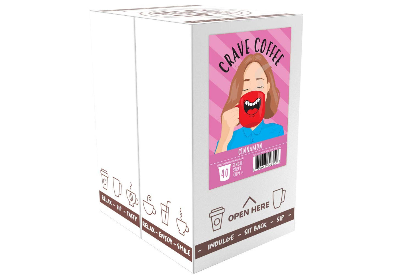 Crave Beverages Flavored Pods Compatible with 2 K-Cup Brewers, Cinnamon, 40 Count