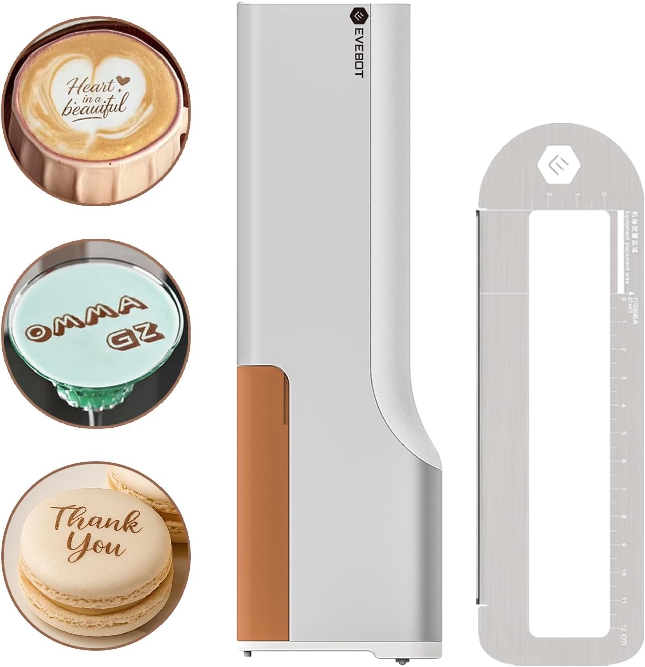 Handheld Food PrintPen Portable Mini Coffee PrintPen Latte Art Macaron Cookie DIY Design PrintPen, Christmas Gifts Bluetooth 4.2-1PCS Brown Color