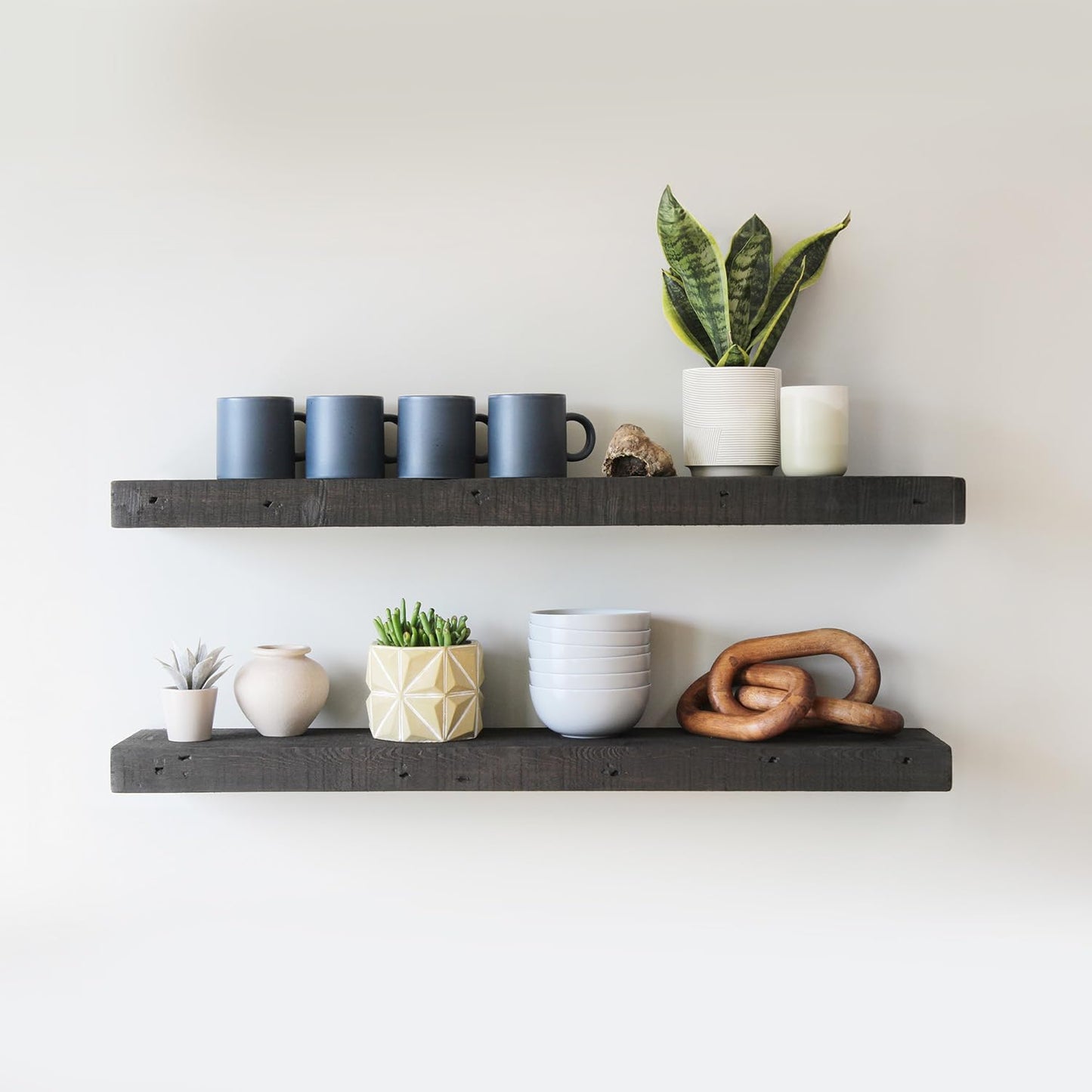Urban Legacy Reclaimed Barnwood Planks | Floating Shelves for Wall w/Flush Mount Shelf Bracket Set Included | Set of 2 (Coffee Bean, 18"x 4.5"x 2")