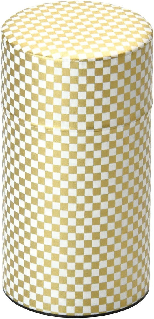 Japanese Pokkan Coffee Spice Tea Tin Canister Washi Paper Storage with Lid 7.05 oz Capacity (Kenran Ichimatsu)