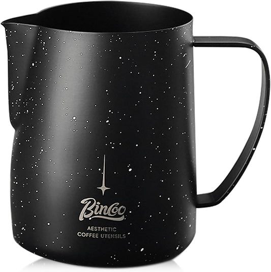 Bincoo Star Milk Frothing Pitcher 21oz/600ml,Espresso Steaming Pitcher,Espresso Machine Accessories,Milk Frother cup,Milk Coffee Cappuccino Latte Art for Home Coffee Bar(Black 20oz)