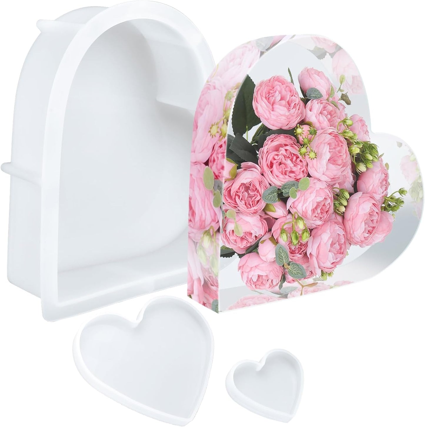 KISREL Large Heart Resin Mold, Heart Shaped Silicone Molds for Epoxy Resin, Large Molds for Flower Preservation, Deep Pour Mold for Furniture Decoration, DIY Wedding Bouquets, Valentine's Day Gifts