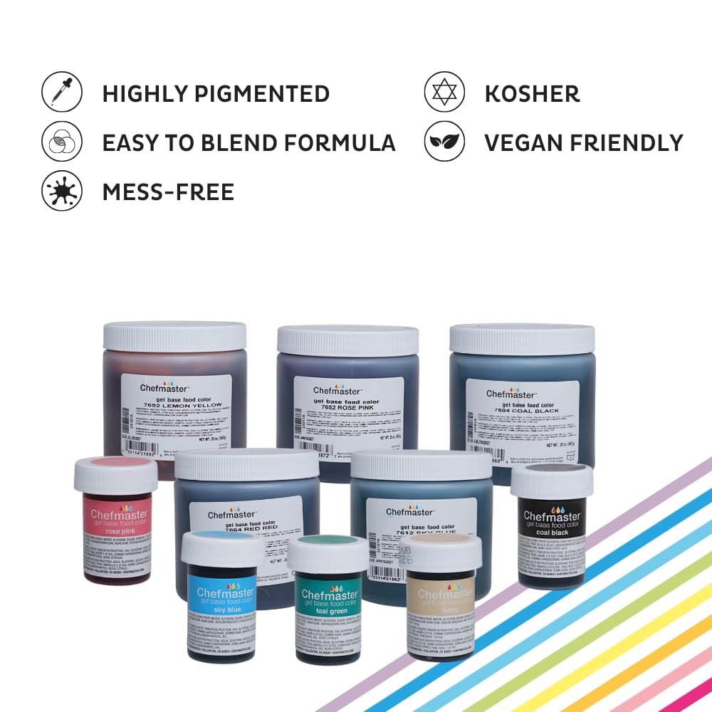 Chefmaster Deep Pink Gel Food Coloring | Vibrant Color | Professional-Grade Dye for Icing, Frosting, Fondant | Baking & Decorating | Fade-Resistant | Easy-to-Use | Made in USA | 20 oz