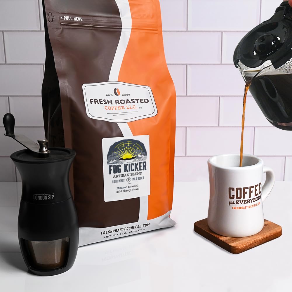 Fresh Roasted Coffee, Fog Kicker, 5 lb (80 oz), Light Roast, Kosher, Whole Bean