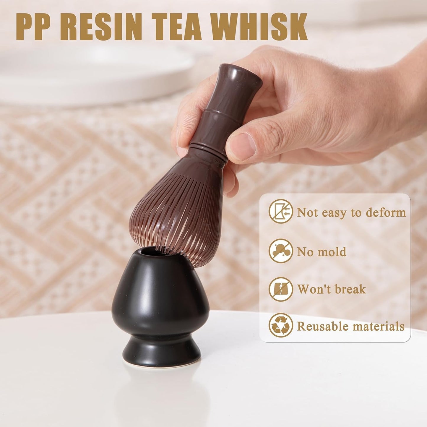 Traditional Matcha Whisk Reusable Resin Matcha Whisk Chasen Dishwasher Safe Matcha Stirrer Matcha Green Tea Powder Preparation Prepare Japanese Matcha Tea (Z_Coffee)