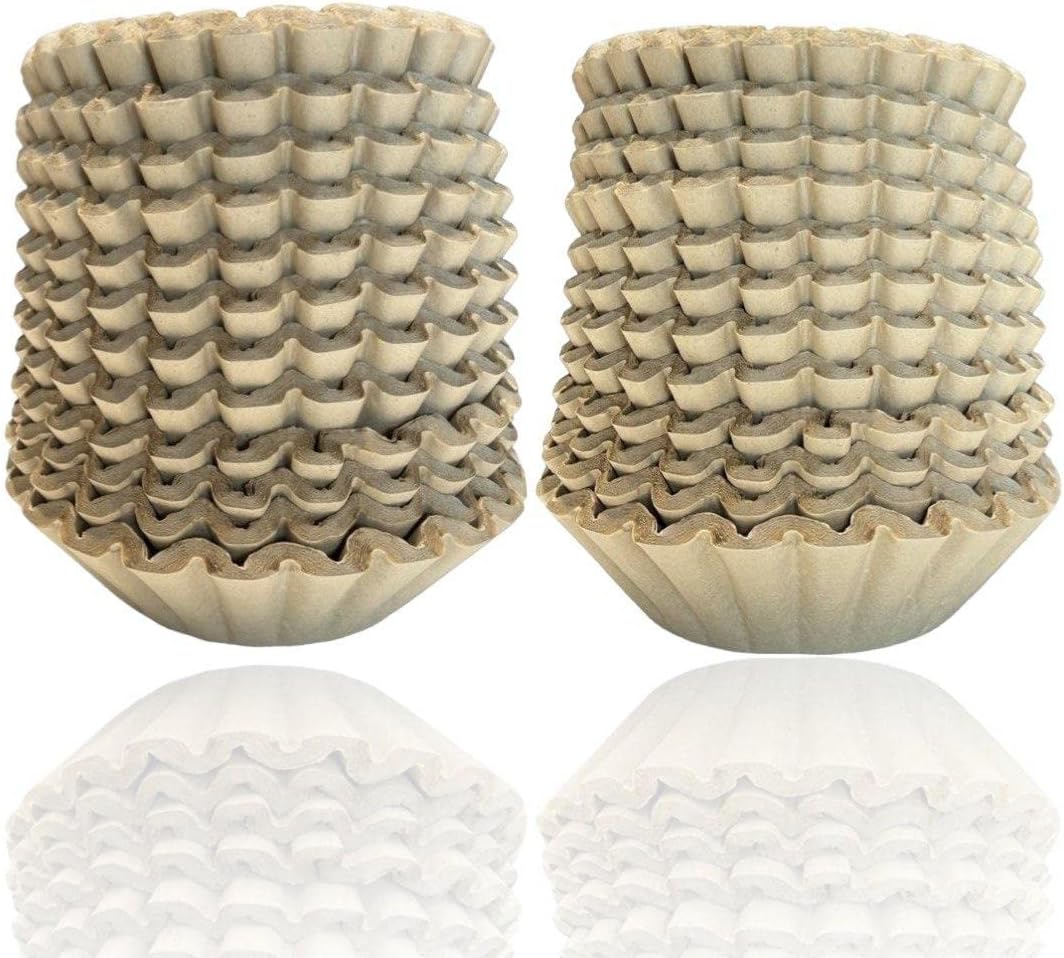 Natural Unbleached Brown Biodegradable Extra Large Coffee Filters 10, 12, 13, 14, 15 Cup Basket for Commercial, Home Coffee Maker Extra High Extra Wide Anti ground, 9.75" Flattened Diameter (1000 Pcs)