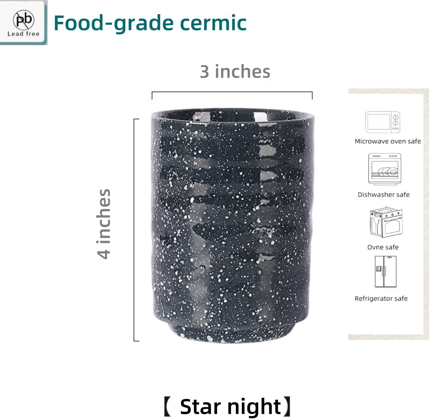 Stoneware Coffee Bar Utensil Holder Tea & Coffee Spoon & Stirrer Holder for Stir Stick Straw Teaspoon Holder Spoon Cup Small Utensil Jar (Starry night)