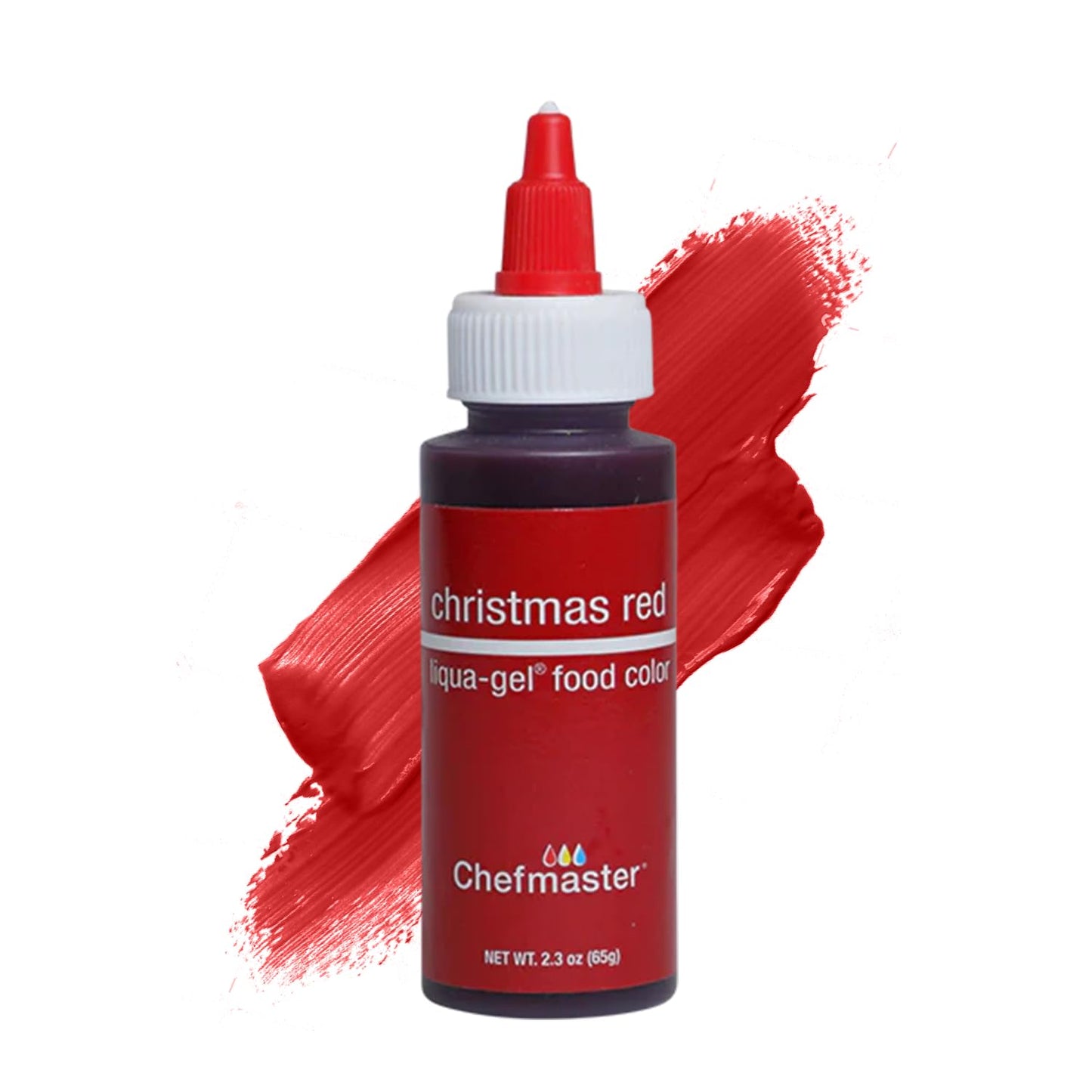 Chefmaster Xmas Red Liqua-Gel® Food Coloring | Vibrant Color | Professional-Grade Dye for Icing, Frosting, Fondant | Baking & Decorating | Fade-Resistant | Easy-to-Use | Made in USA | 2.3 oz