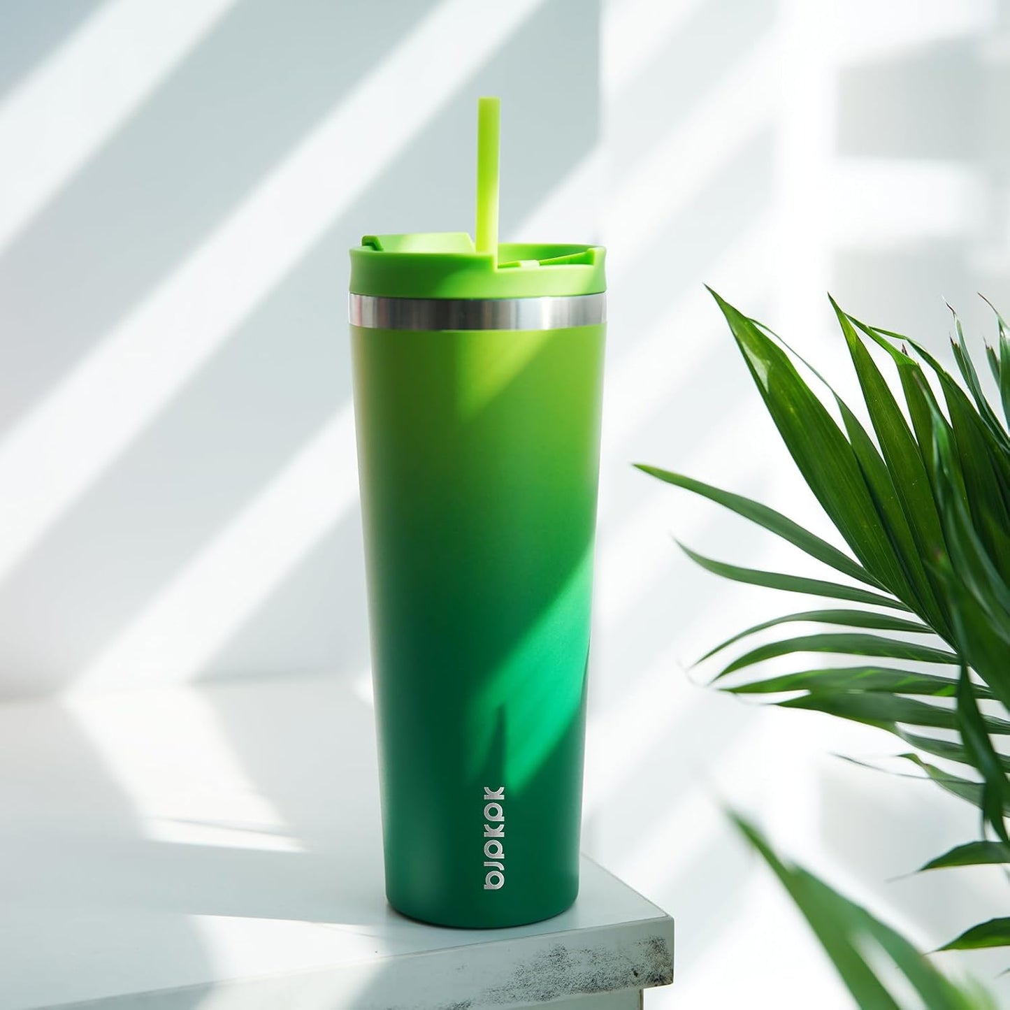 BJPKPK 30oz Insulated Tumbler With lid And Straw Stainless Steel Tumblers Travel Coffee Mug Reusable Thermal Cup,Macaron Green