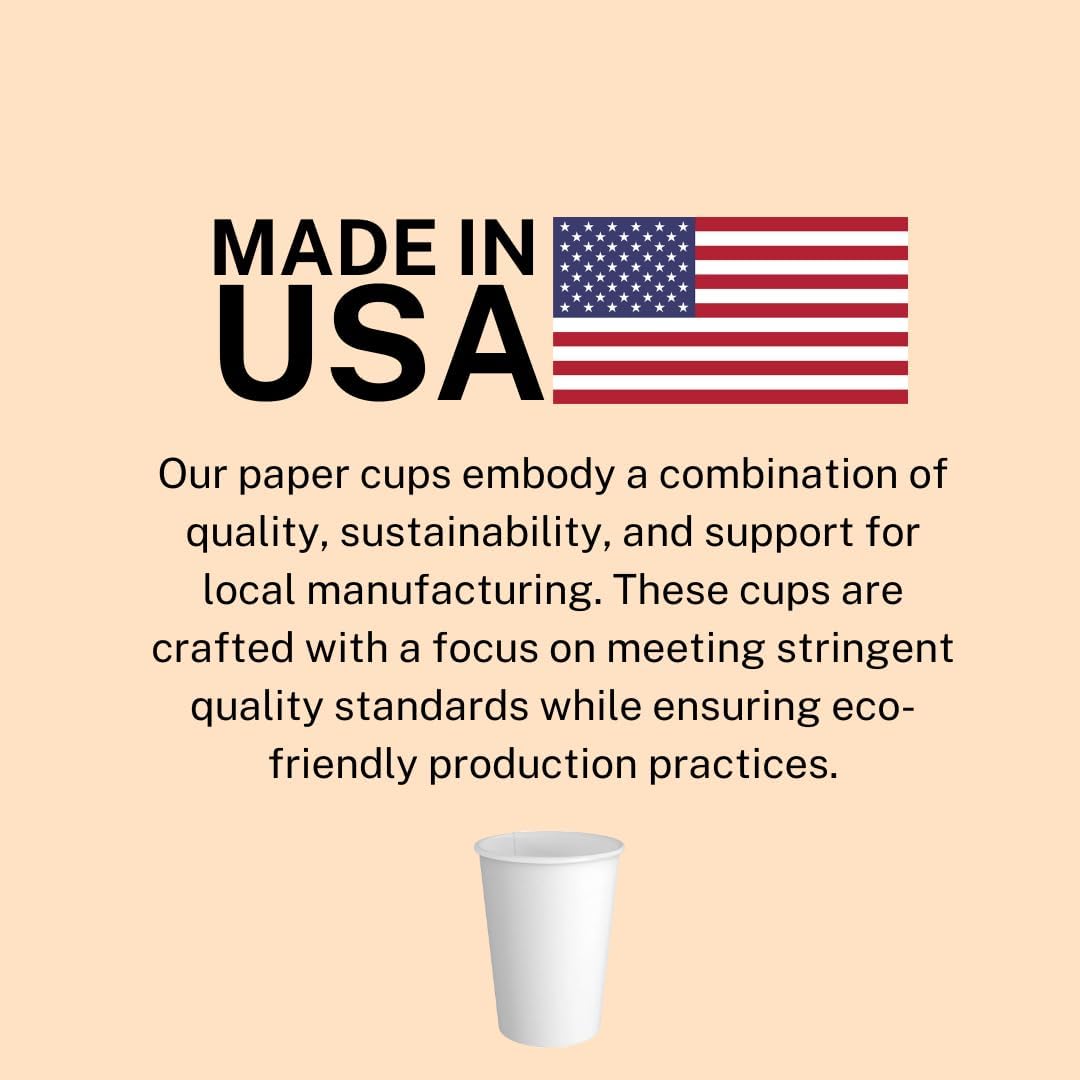 Paper Cups 16 oz 1000 Pack for Coffee & Tea Made in USA | Bulk 1000 Count for Home, Office, Restaurants & Parties | Recyclable Disposable 16 Ounce To-Go Cups for Hot Drinks