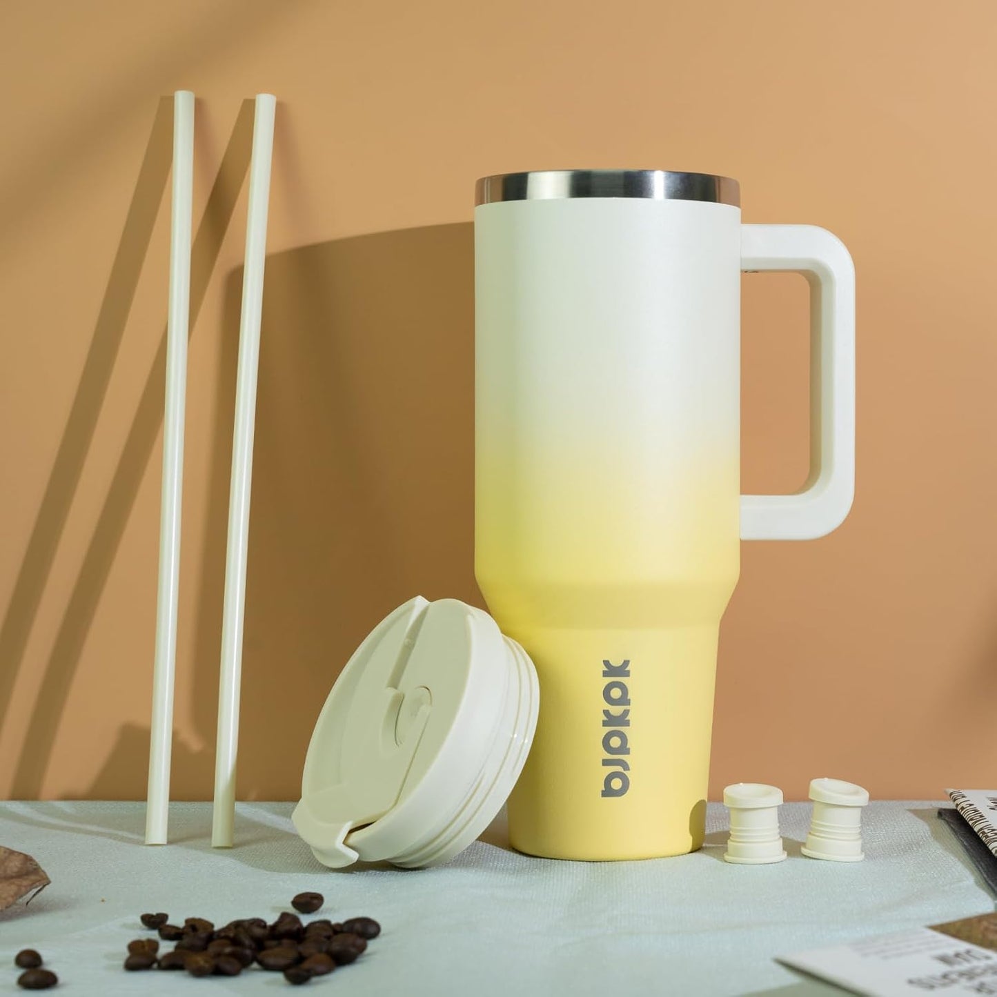 BJPKPK Tumbler With Handle And Straw 40oz Insulated Tumbler Cups With Lid Stainless Steel Travel Coffee Mug,Modern Blue