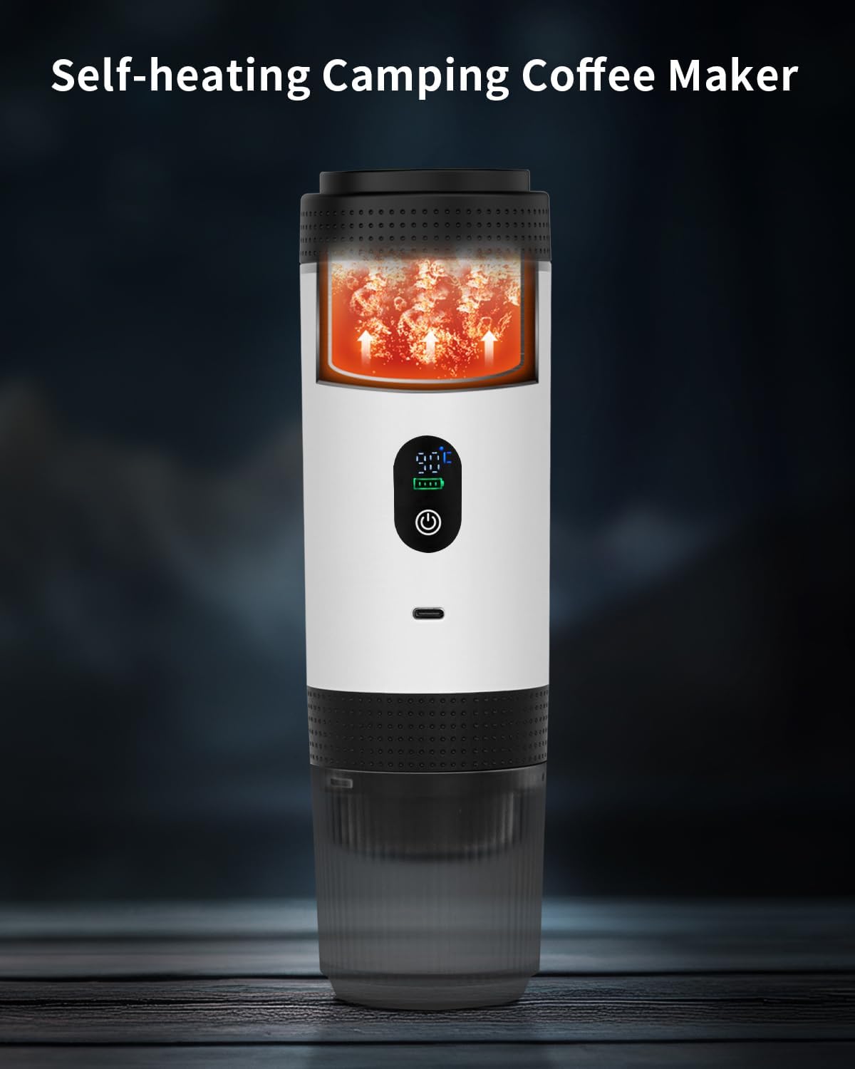 Portable Electric Espresso Machine, Travel Coffee Maker Brewer Compatible with Ground Coffee & NS Capsules (White with LCD Screen)