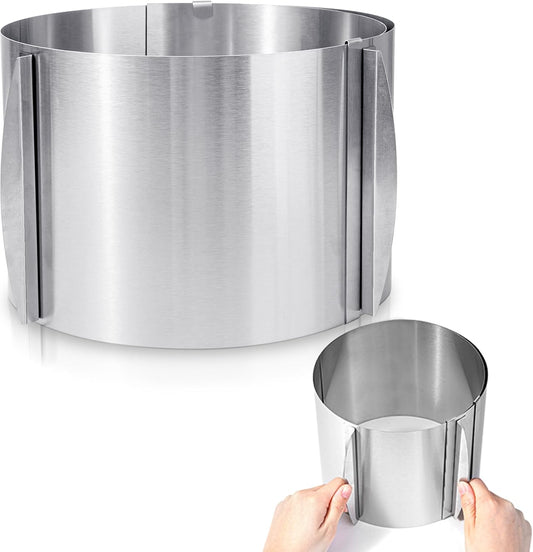 Hushee Cake Mold 15 cm High, 6 to 12'' Adjustable Ring Cake Baking Supplies Rings Round Stainless Steel Decorating Bakeware Tools with Scaling for Mousse Baking Dessert Making(1 Piece,8 cm)