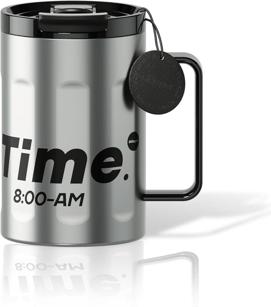 Sidagar+ 18 OZ z Stainless Steel Insulated Coffee Mug with Handle and Lid, Double Wall Vacuum Travel Mug, Tumbler Cup with Sliding Lid, Resuable Insulated Coffee Tumbler, Silver