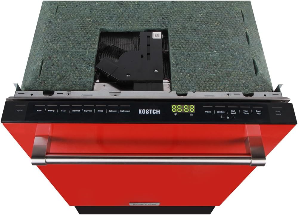 Large Capacity 24 inch Top Control Built-In Dishwasher with Third Rack – ENERGY STAR Certified, 47-dBA Ultra-Quiet, Stainless Steel (Red)