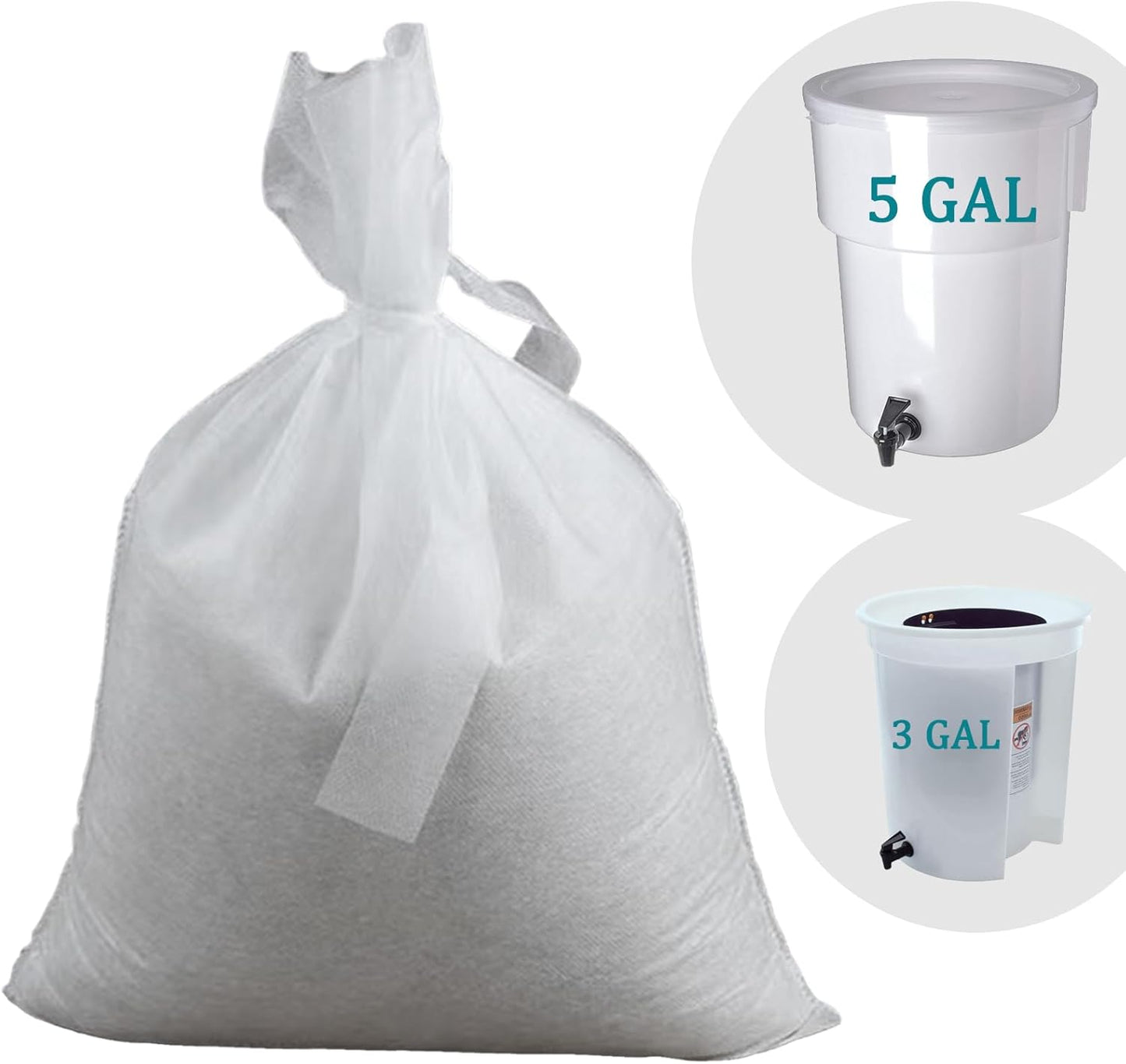 Yzurbu 100pcs 16''x20'' Cold Brew Coffee Filter Bags, No Mess Disposable Filter Bag with Straps for Coffee Shop 5-Gallon Systems