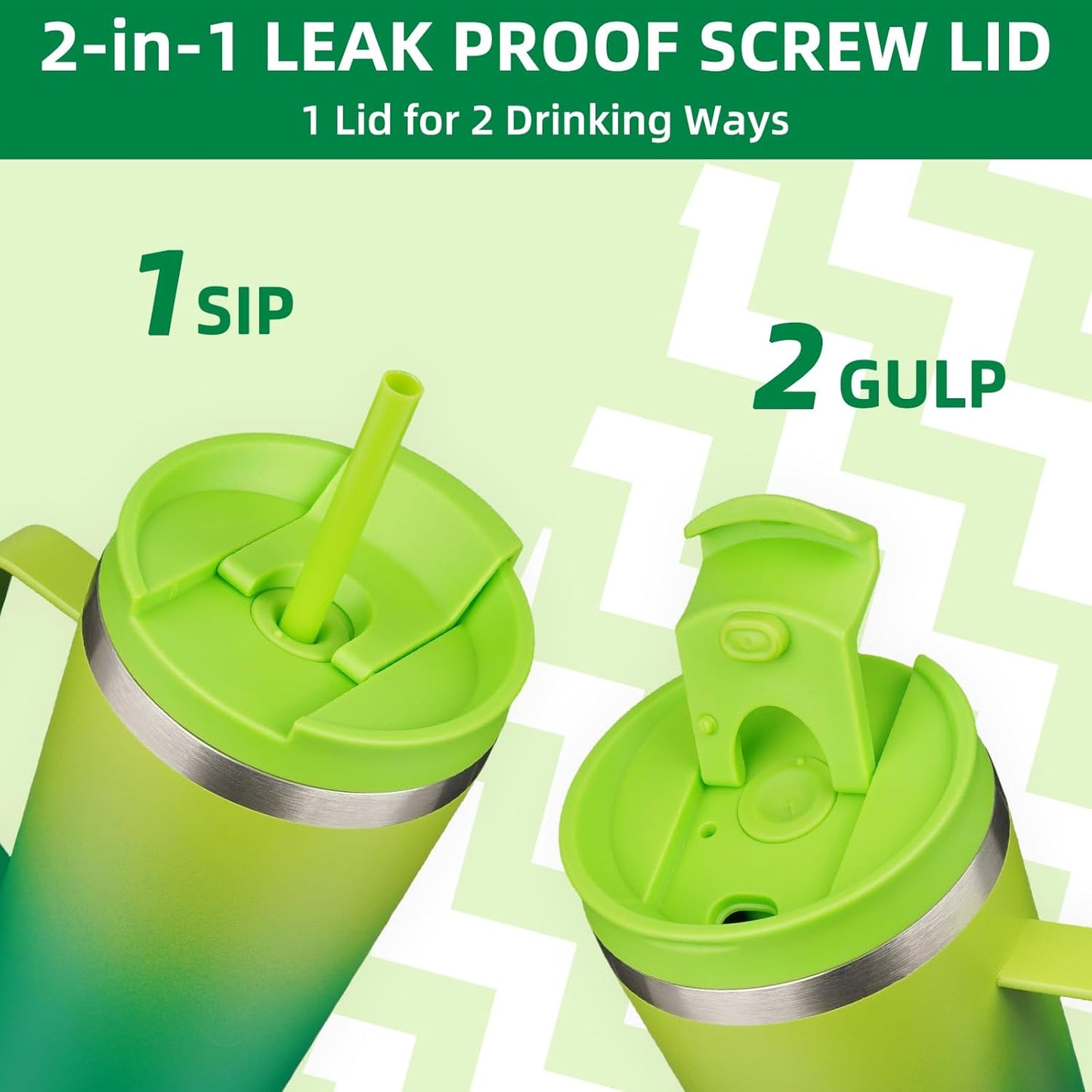 BJPKPK Insulated Tumbler with Handle, 22oz Insulated Tumblers with Lid and Straw, Stainless Steel Metal Water Bottles, Coffee Travel Mugs, Cups, Bamboo Grove