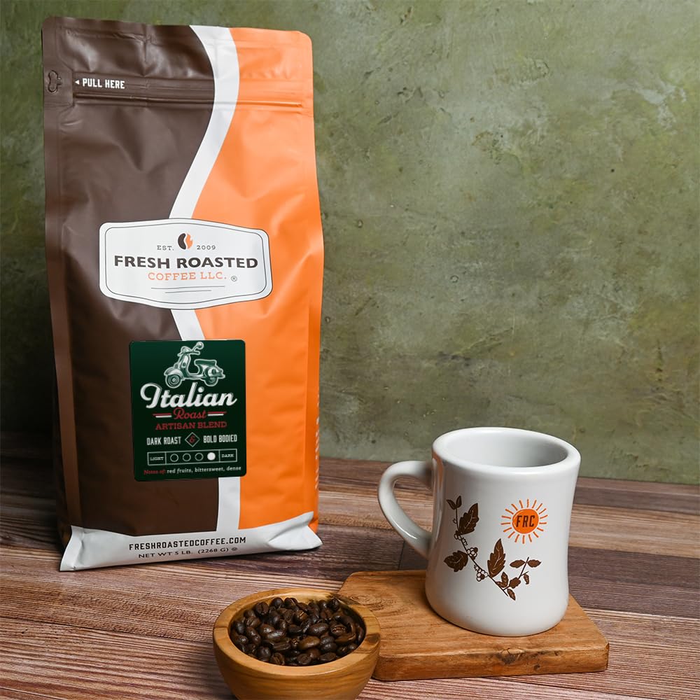 Fresh Roasted Coffee, Italian Roast, 30 lb, Dark Roast, Kosher, Whole Bean
