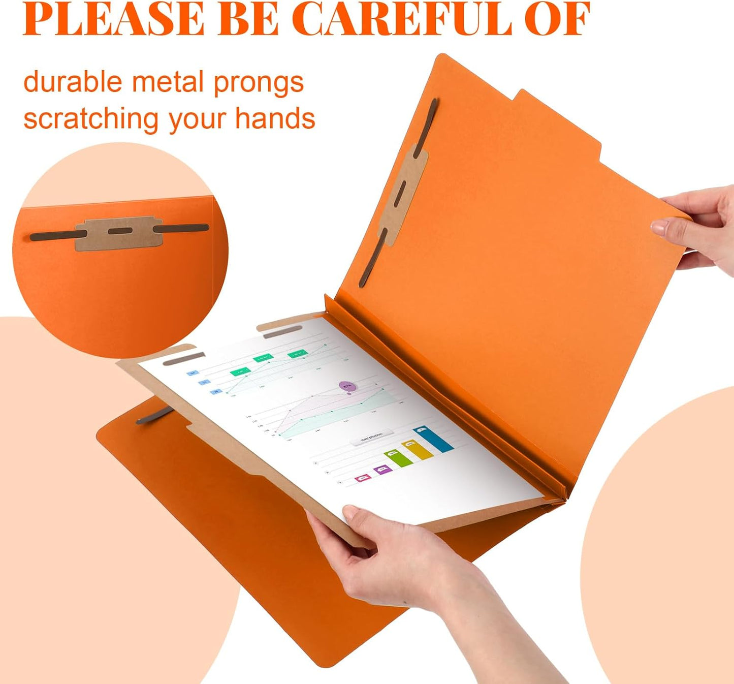 36 Pcs Classification Folders Letter Size, Back to School Supply for Teacher, Student, 1 Divider Pressboard File Folder Bulk with 2 Fasteners, 3.5 Inch Expanding File Organizer (Orange)