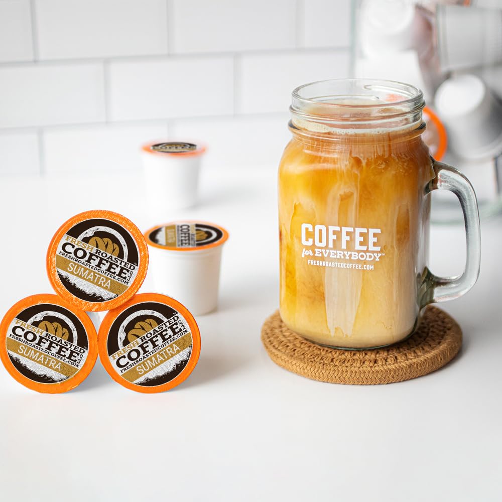 Fresh Roasted Coffee, Sumatra Mandheling |100% Single Origin | Medium Roast, 24 Pods for K Cup Brewers