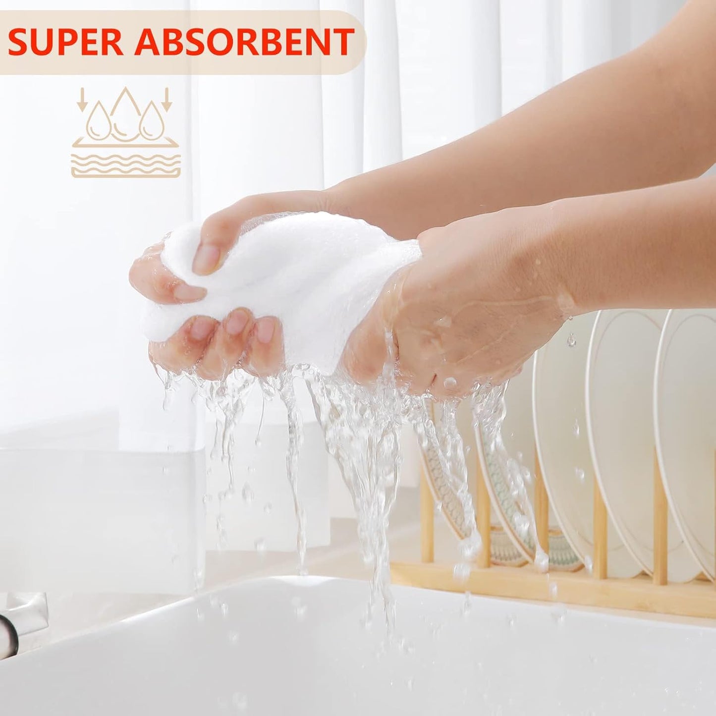 Homaxy 100% Cotton Waffle Weave Kitchen Dish Cloths, Ultra Soft Absorbent Quick Drying Dish Towels, 12 x 12 Inches, 18-Pack, White