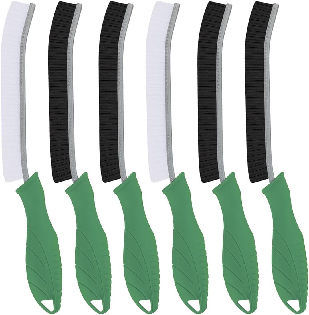 Hard Bristle Crevice Cleaning Brush-Thin Gap Scrub Brush, Small Cleaning Brush, Grout Brush, Kitchen Brush, Cleaning Tools for Toilet, Bathroom, Sink, Home, Household, Window (6, Green)