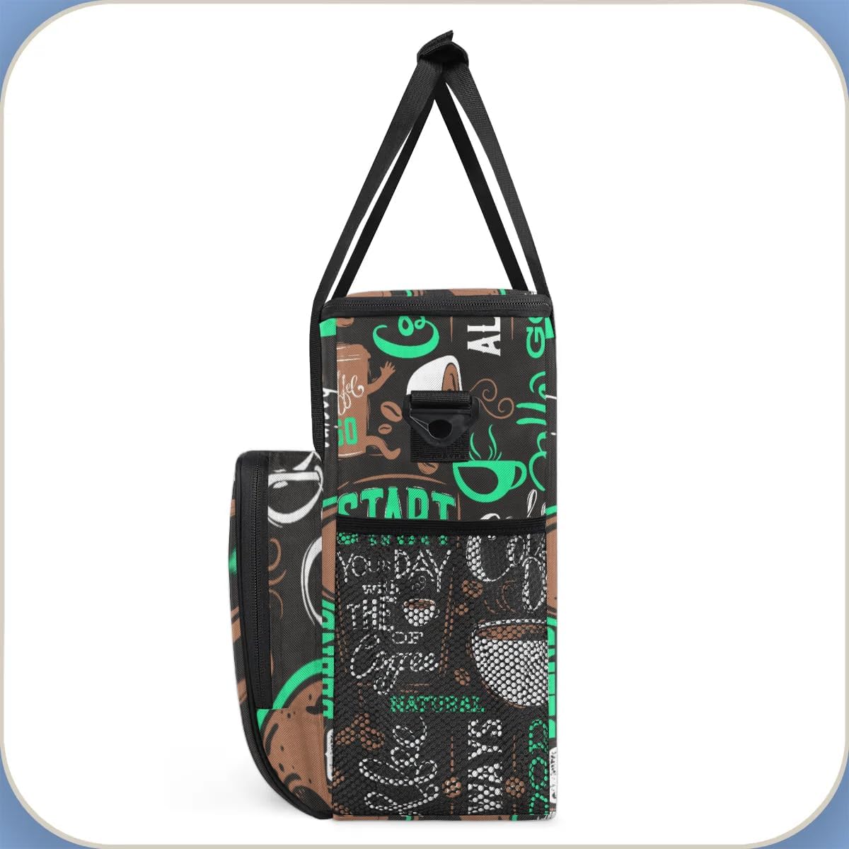 coffee cup coffee beans cyan Coffee Maker Carring Bag Travel Carrying Storage Tote Bag Compatible Portable Single Serve Coffee Brewer Case with Pockets for K-cup Pods