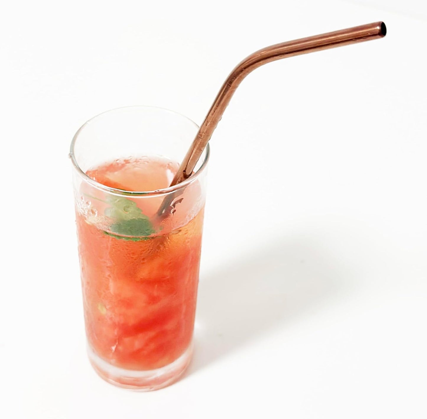 10 Pcs Stainless Steel Straws, Reusable Drinking Straws, 5 Straight + 5 Bent Metal Straws Set With 2 Pcs Cleaning Brushes (Rose Gold, 8.5 Inch)