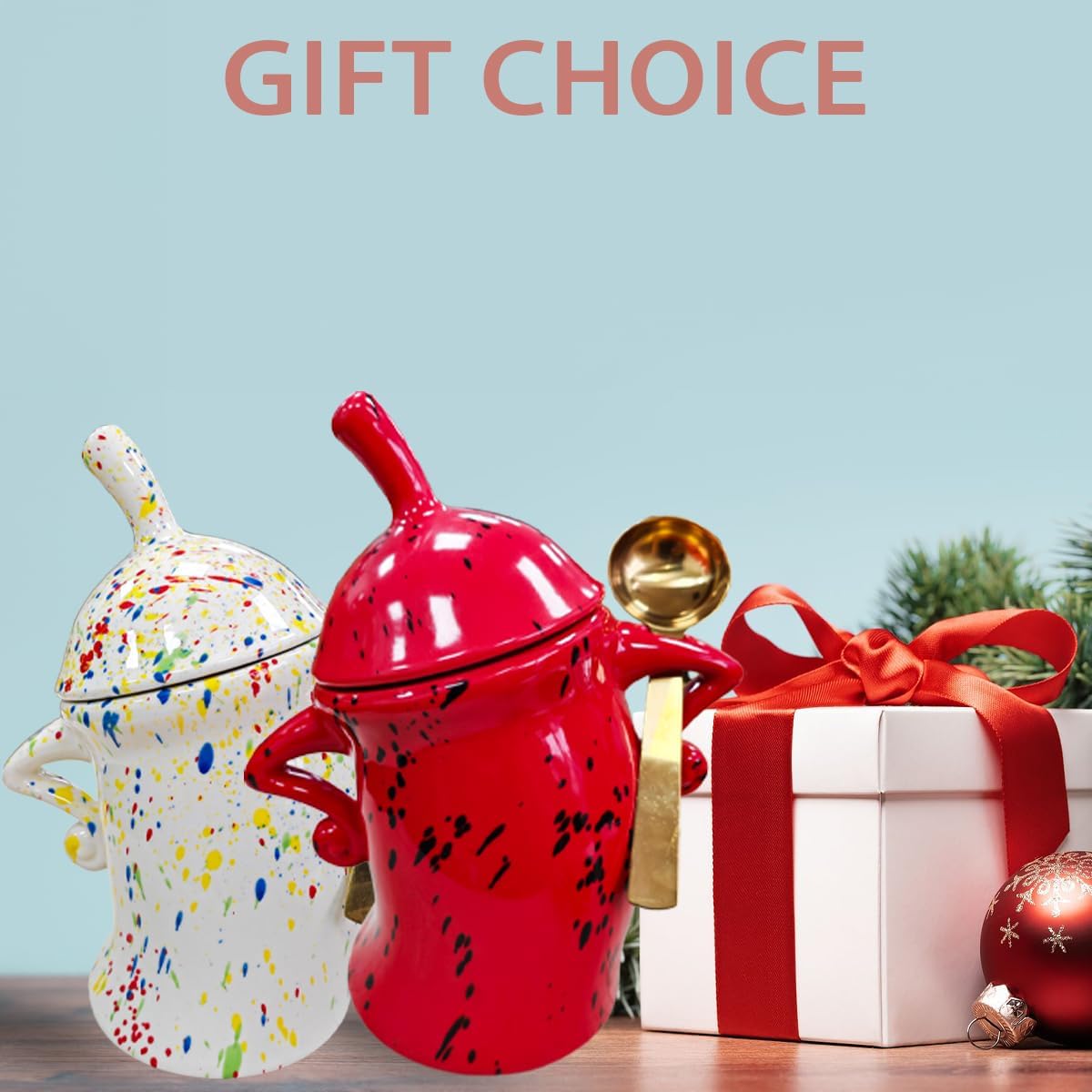 Canister With Attitude - 1.2L Ceramic Storage Jar with Lid, Airtight Kitchen Canisters Set for Coffee, Sugar & Tea | Farmhouse Flour Sugar Storage Container, Handmade with Spoon Rest (Black + White)