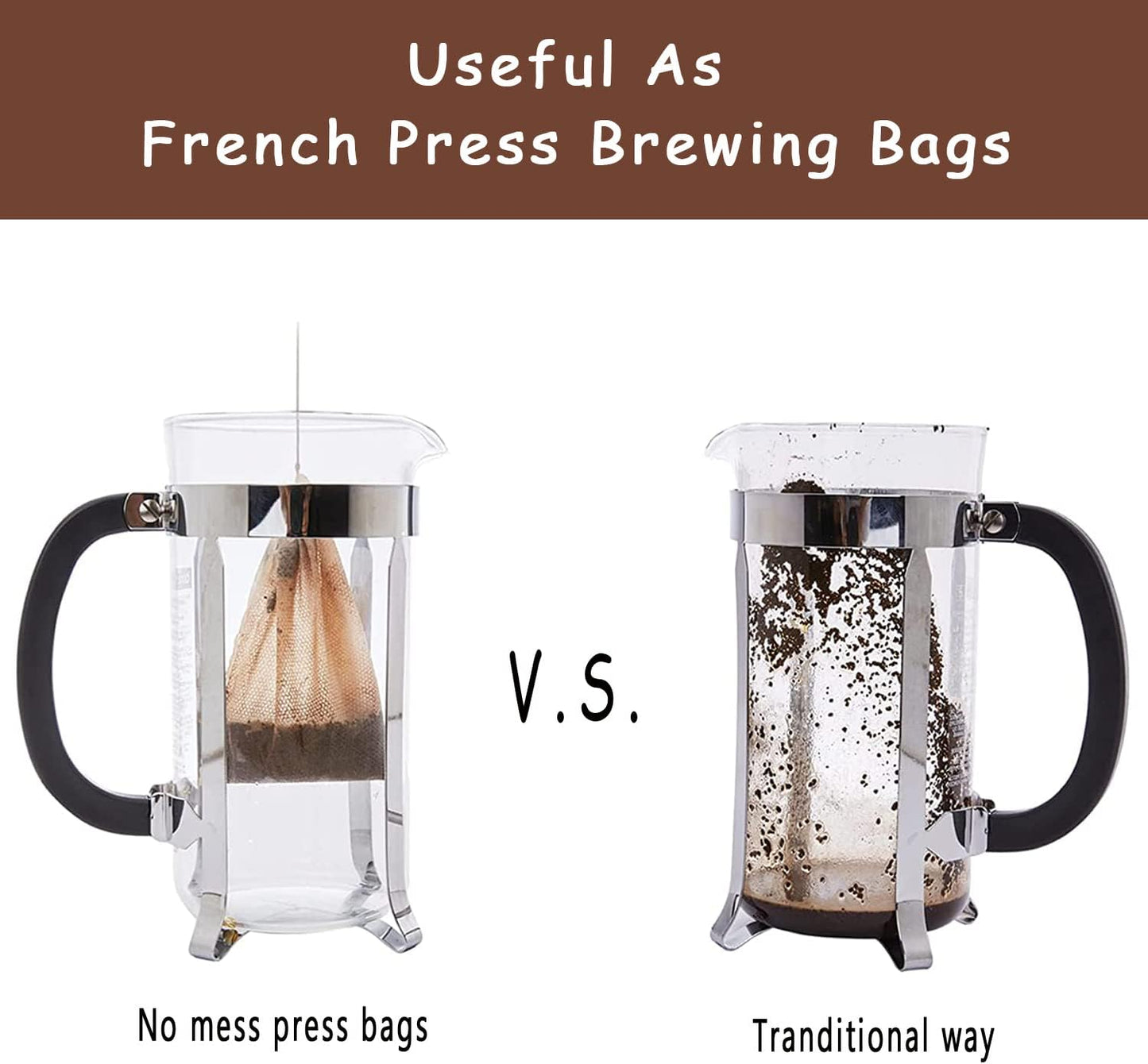 No Mess Cold Brew Coffee Filters - 120 Count Disposable Fine Mesh Brewing Bags for Concentrate/Iced Coffee Maker, French/Cold Press Kit, Hot Tea in Mason Jar or Pitcher, 4 x 6 Inches