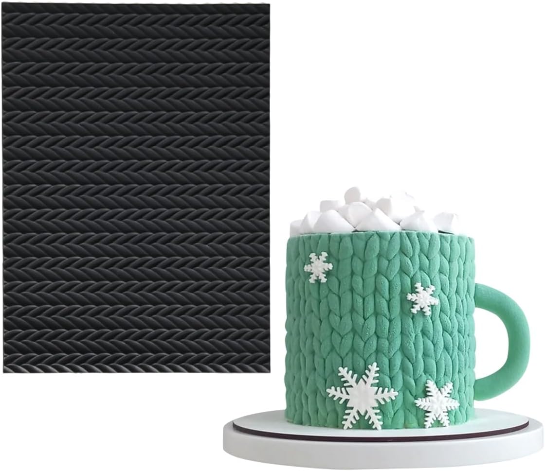 mostsom Silicone Lace Cake Molds Reusable Fondant Embossing Mats for Cake Decorating, Sweater Pattern, Cupcakes, Cookies, Chocolate - Food-Grade Non-Stick Baking Tools (C_ Sweater Pattern)