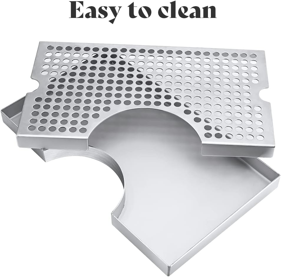 TMCRAFT Beer Drip Trays, Stainless Steel Kegerator Drip Tray with Non-Slip Rubber Pad, Highly Polished Surface Drip Tray for Restaurants, Kitchens, and Bars