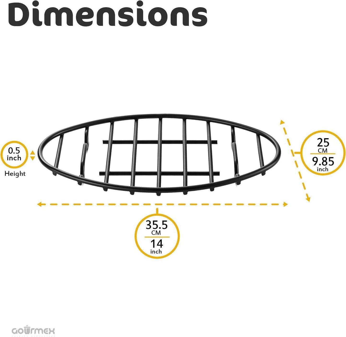 Oval Cooling Rack with Integrated Feet, Roasting Wire Rack, Drying, Grilling, Cooking, Baking Rack With Non-Stick Coating, PTFE Free, Oven and Dishwasher Safe, Large Oven Rack 9.85 X 14 inches
