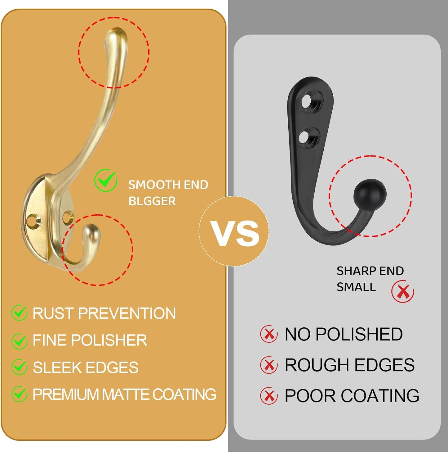 Wall Hooks for Hanging, 25-Pcs Heavy Duty Metal Coat Hooks, for Living Room, Bathroom, Kitchen, Bedroom for Towel, Hat, Key, Closet, Bag (Gold)