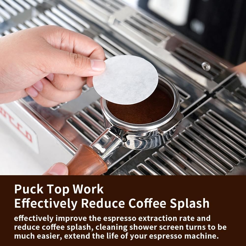watchget 53mm Espresso Paper Filters - 500 Pcs Unbleached Coffee Filter Papers for Espresso Machine Puck Screen, Compatible with 54mm Portafilter Baskets, Replacement Paper Filters for Barista Tools
